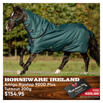 Horseware Ireland Amigo Ripstop 900D Plus Turnout - Dynasty Green/Navy & Silver (200g)